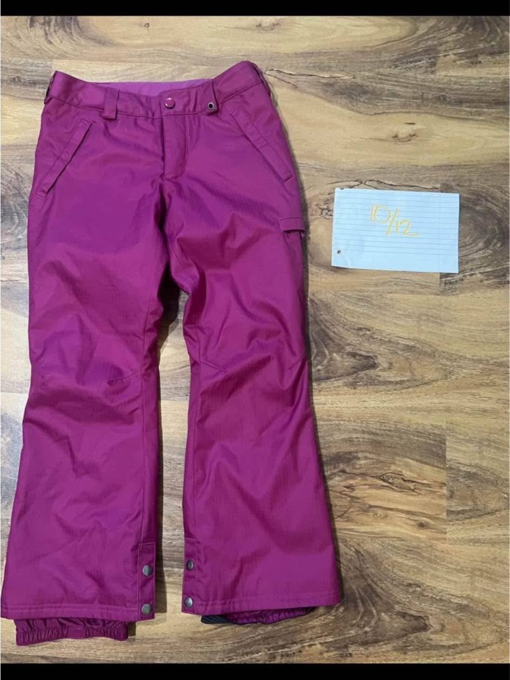 Burton Size 10 Youth Magenta Snow Pants - Bright Pink Adjustable Waist